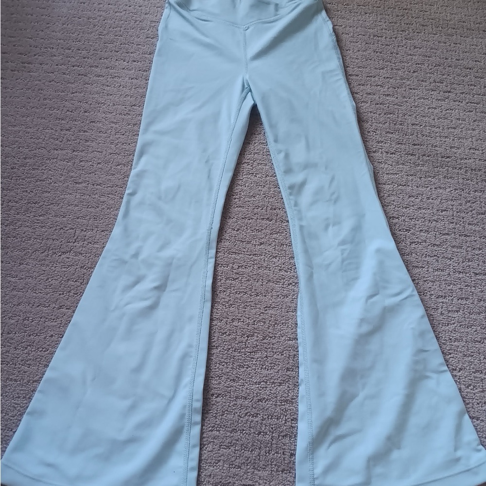 Oh La La Light Blue Crossover Flare Leggings